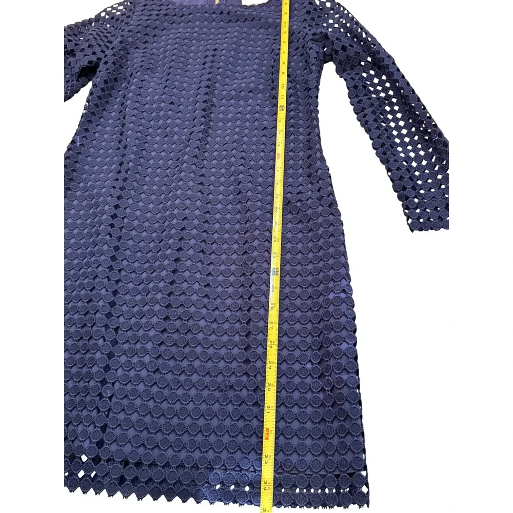 Sail to Sable Navy Blue Circle Lace Long Sleeve Shift Dress Mini Size 4 - Picture 13 of 13